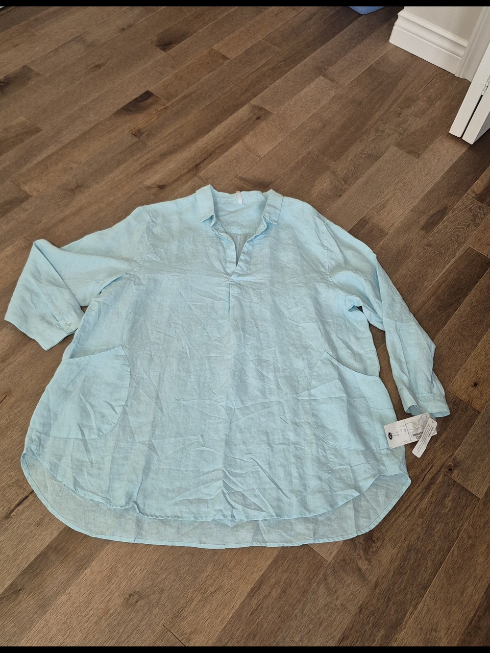 Lulu-B Light Aqua Linen Tunic Top